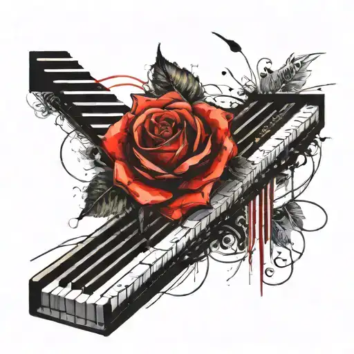 Piano Keys With Roses And Sheet Music Forearm Sleve