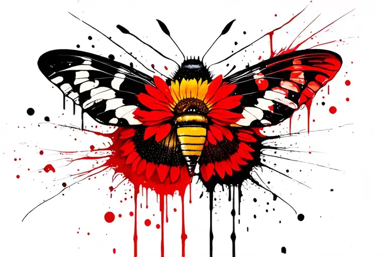 Half Butter Fly And Half Sunflower