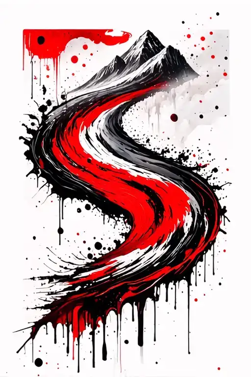 Mountain Range With A Winding