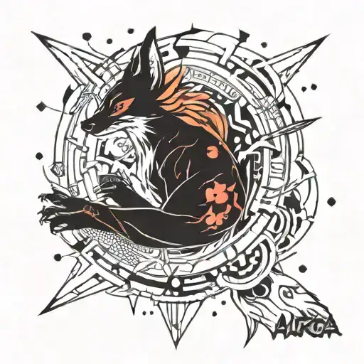 Naruto Belly Seal With Kurama Around It Luminous Points