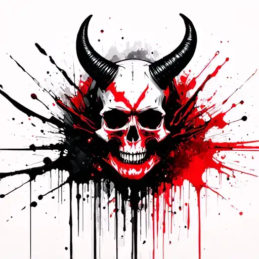 Skull Demon Face Horns Down Darkness