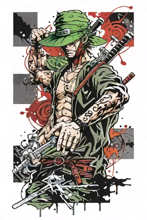 One Piece Anime Zoro Trash Polka Style