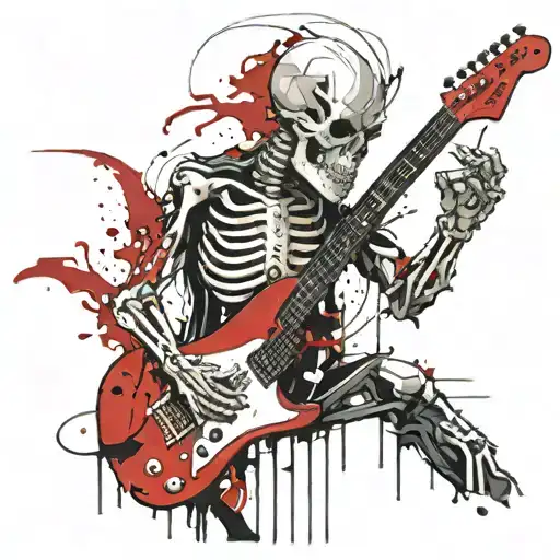 Punk Rock Skeleton Playing An Electric Guitar