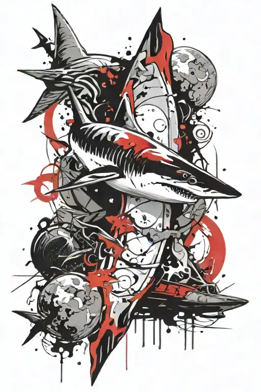 Shark With A Moon Shining