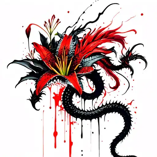 Viper Dragon Tiger Lilies Intertwined