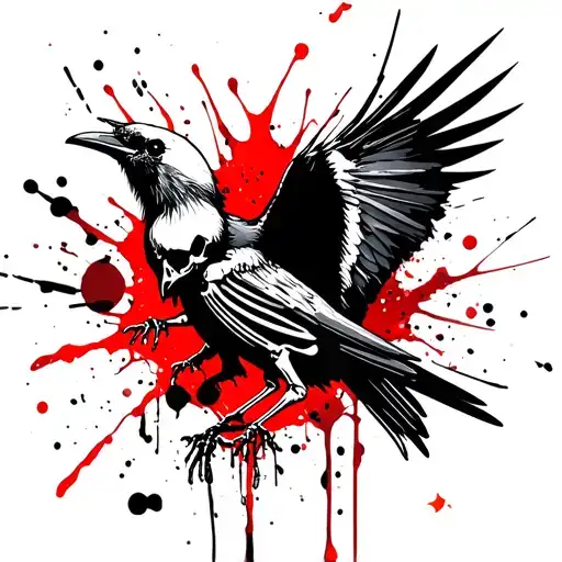 Skeleton Of A Crow Diving