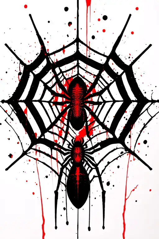 Spider Web With Spider Hanging