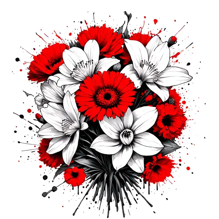 Crisanthemum Lily Marigold And Narcissus Boquet