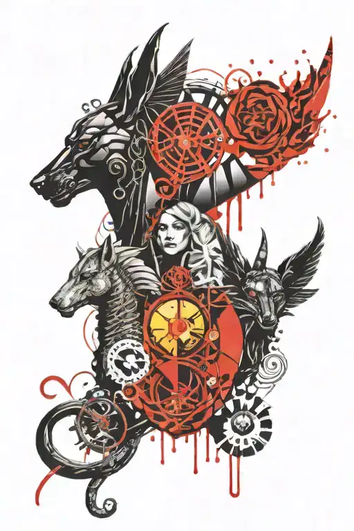 Medusa And Anubis Holding The Balance