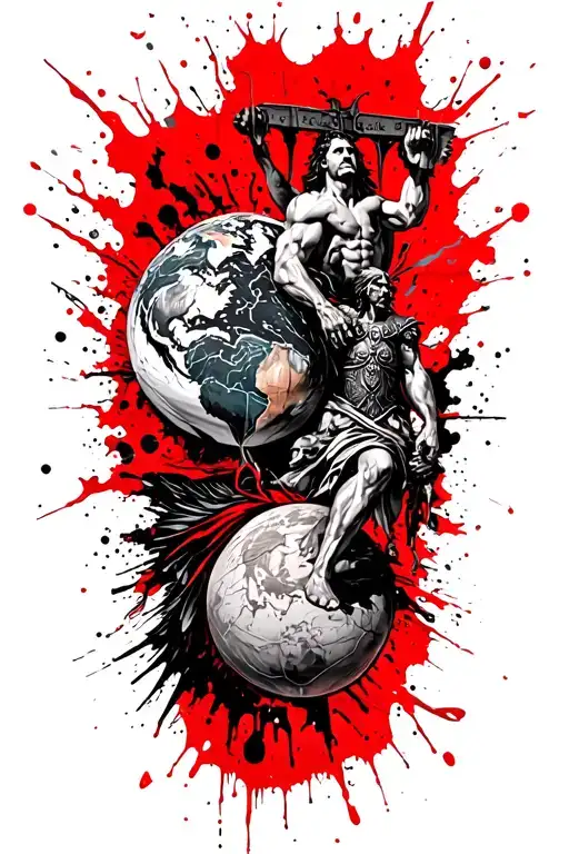 Atlas Carrying The World With Odin Defending Atlas