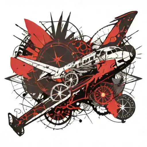 An Airplane Wing With A Compass Rose Design