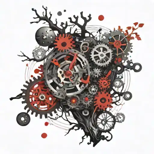 A Clockwork Tree With Mechanic Gears As Branches