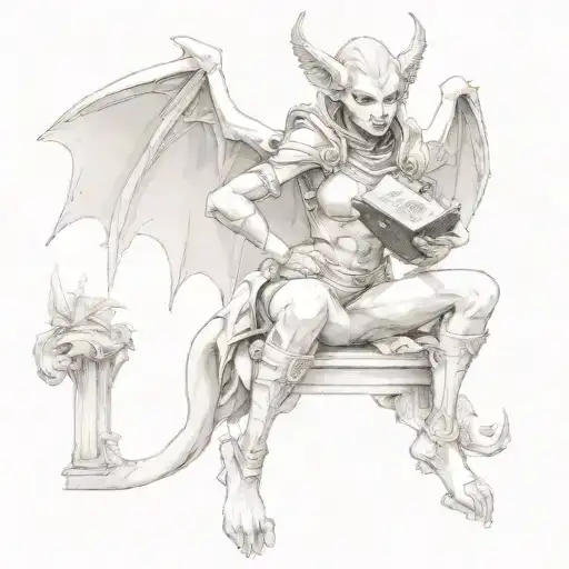Female Gargoyle Warrior With A Book