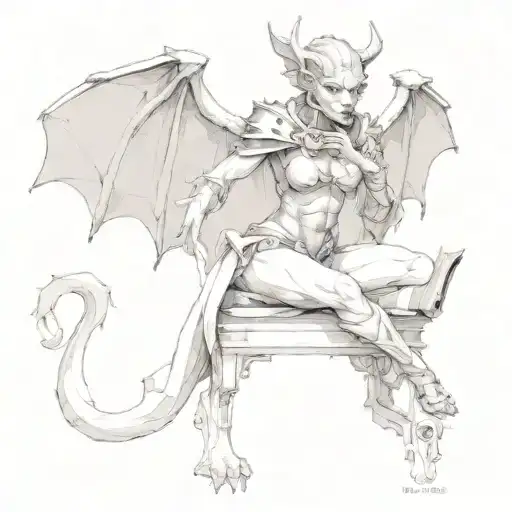 Female Gargoyle Warrior With A Book