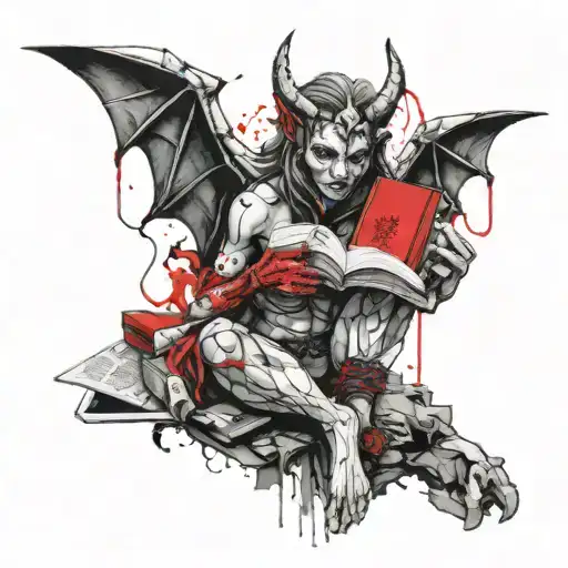 Female Gargoyle Warrior With A Book