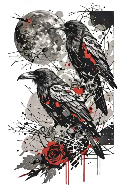 Raven Moon Cloudy Night Sky