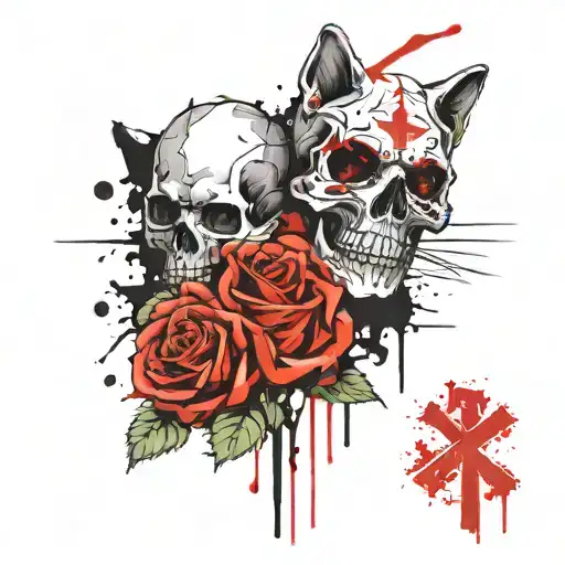 Skull Police Rose Love Cross God Family Cat