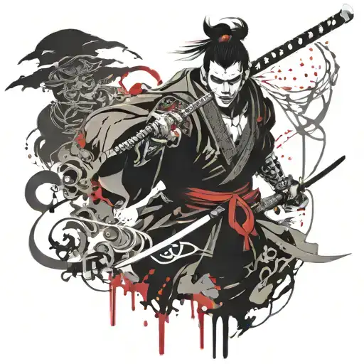 A Japanese Shinigami Powering A Rough Samurai