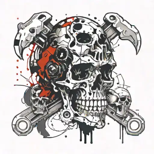 Wrench And Skull Adorned