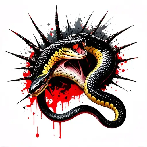 Wild Anaconda Snake With Tree Spines Forming The Shape