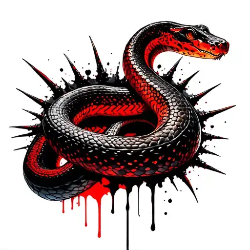 Wild Anaconda Snake With Tree Spines Forming The Shape