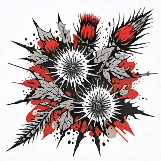 Thistle And 10 Different Size Stars