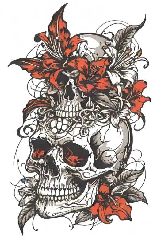 Skull Made Lily Flower