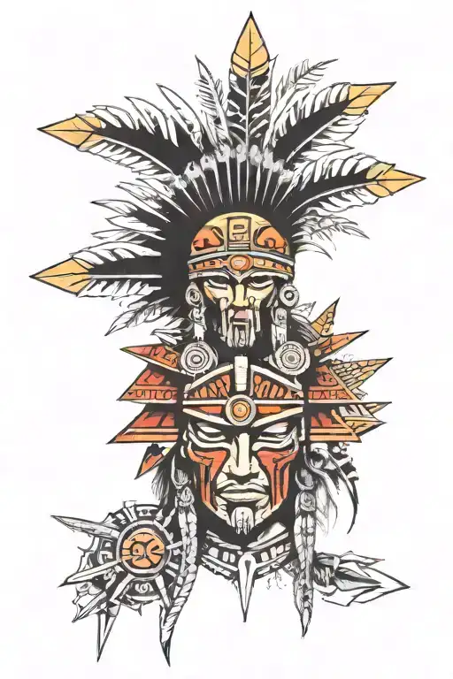 Aztec Warrior Headdress With Weapon Piercing It