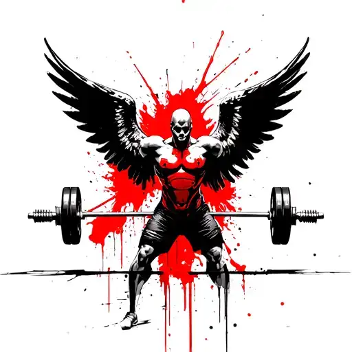 Futuristic Angel Dead Lifting Weights