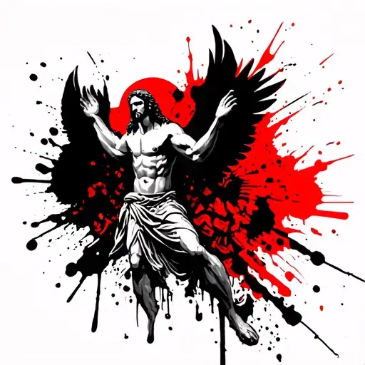 Muscular Jesus With Wings Destroying The World