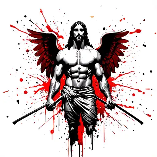 Muscular Jesus With Wings At The Gym