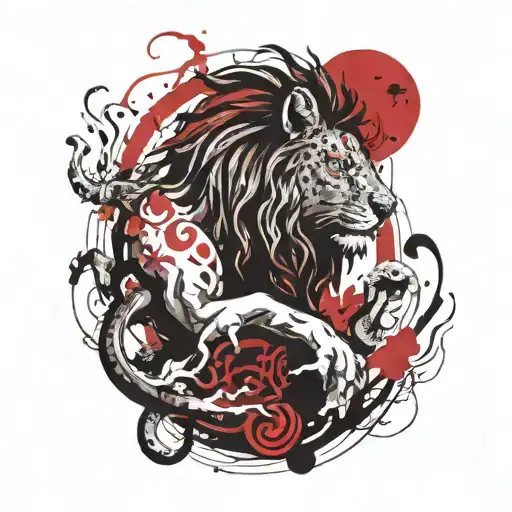 Lion Dragon Sun Moon Water