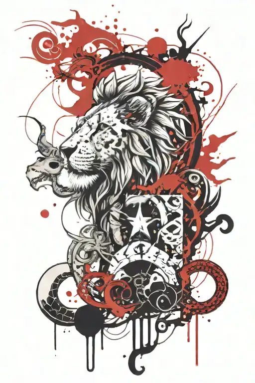 Lion Dragon Sun Moon Water