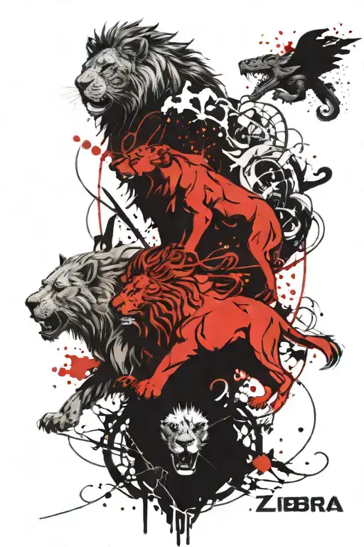 Lion And A Bear And A Dragon Being Balanced By The Zodiac Sign Libra