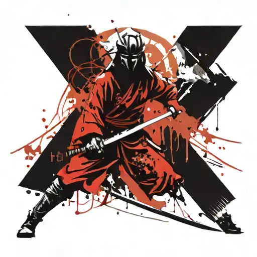 Samurai Warrior Wielding A Sword