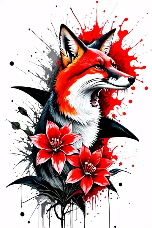 Fox Shark With Flower Lycoris Radiata Flowers 3