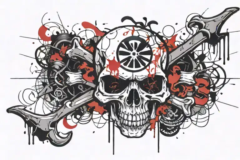 Goth Symmetrical Skull And Crossbones Tramp Stamp