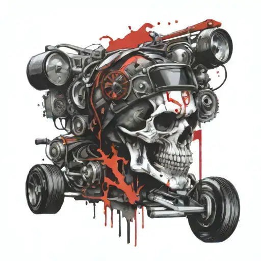 Skull Auto Mechanic Driving An Suv
