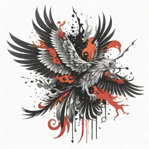 Multicolor Phoenix Rising Into The Galaxy Of Stars On Fire