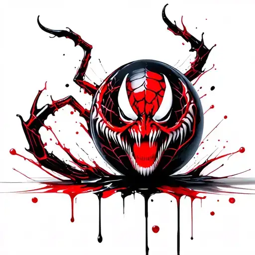 Venom Style Ink Ball With Spider Web Inside And Circuits