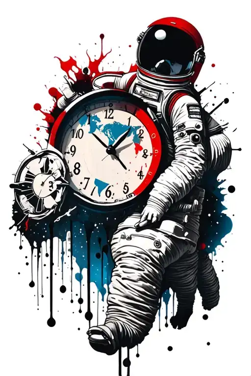 Clock Face With America Map On The Face And A Astronaut Trying To Hold On To The Clock