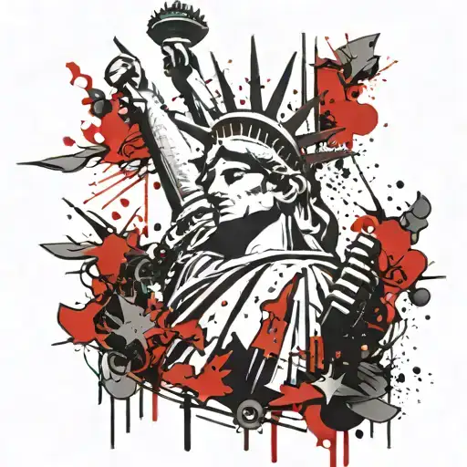 Bleeding And Broken Statue Of Liberty Instead Of Bones
