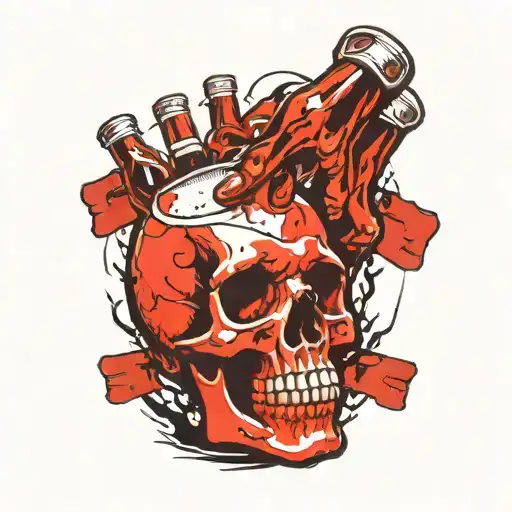 Beer Bottle Skull Hands Reaching