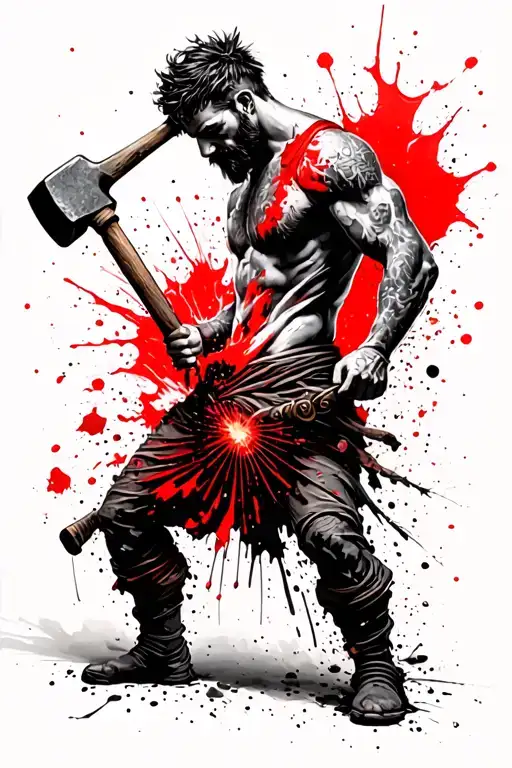 Realism Blacksmith Hephaestus Hitting With The Hammer