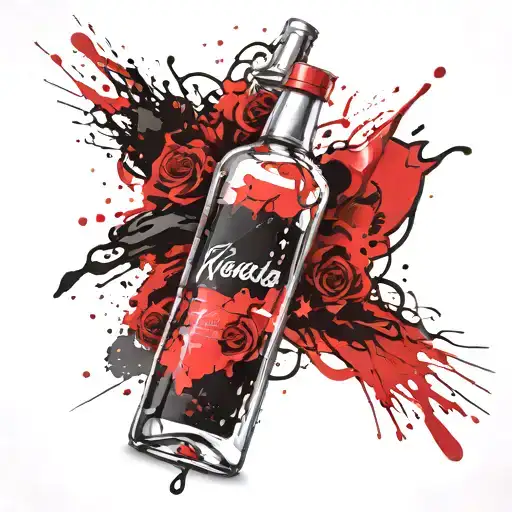 Line Of Ketamine With A Bottle Of Vodka