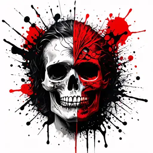 Statue Half Face Tattoo Skeleton Half Face