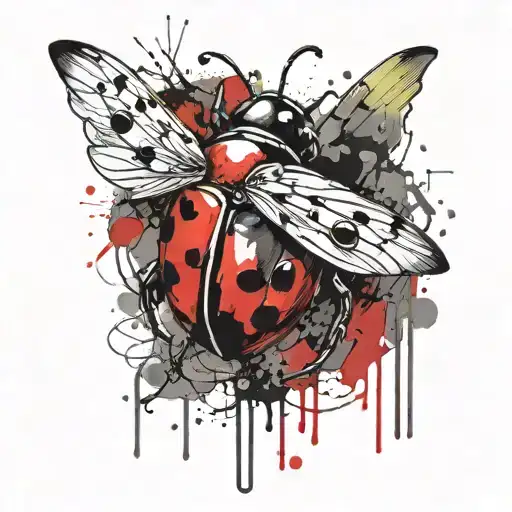 Ladybug Spread Wings Fuck Love Splatter Ink