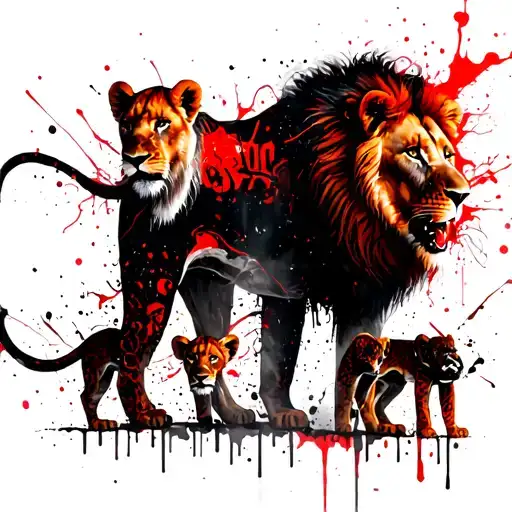 Lion And Cubs Surrounded My Music