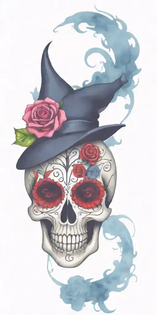 Harry Potter Themed Sugar Skull Design With Magical Elements