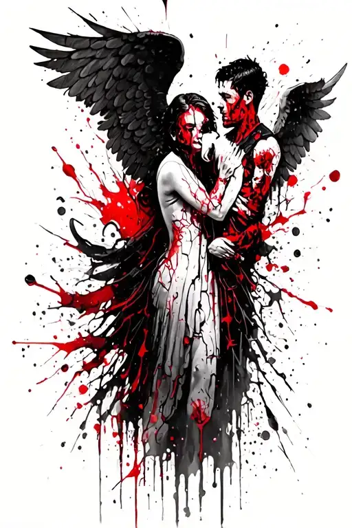 Gothic Broken Angel Weeping With A Man Who's Lost A Child